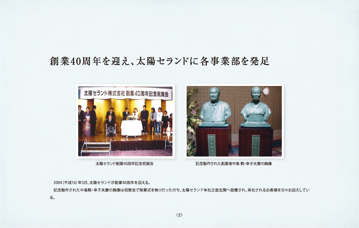 創業40周年を迎え、太陽セランドに各事業部を発足　